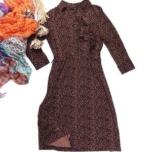 Talbots Leopard Print Print Belted Dress Sz S